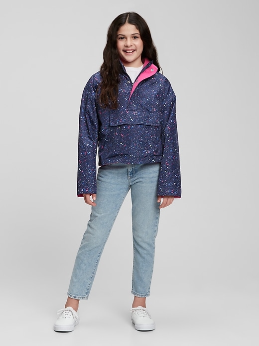 2 of 8 showing, with the color multi pink navy splatter of product Kids 100% Recycled Polyester Reversible Anorak