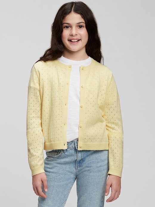 2 of 8 showing, with the color yellow glow of product Kids Pointelle Cardigan