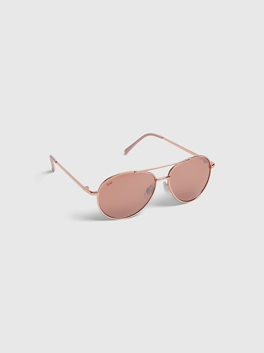 1 of 8 showing, with the color rose gold of product Kids Aviator Sunglasses