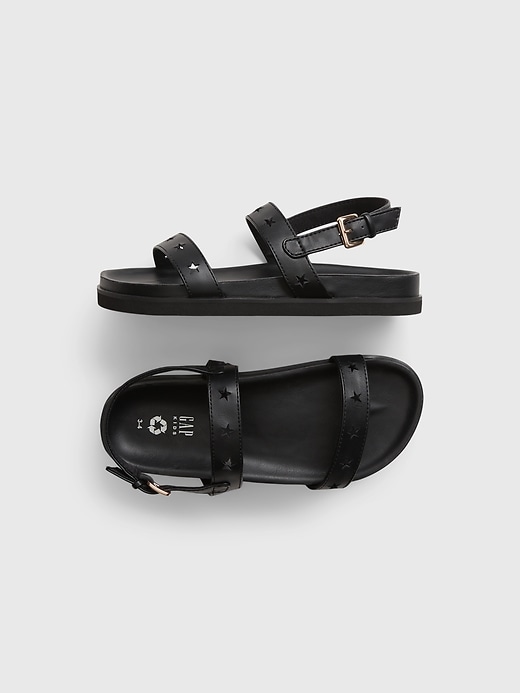 1 of 8 showing, with the color black of product Kids Two Strap Sandals