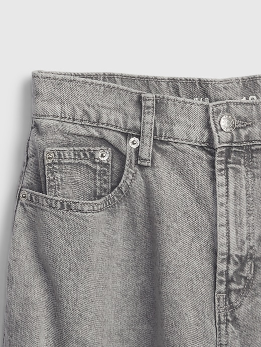 2 of 8 showing, with the color grey wash of product Teen Sky-High Rise Mom Jeans