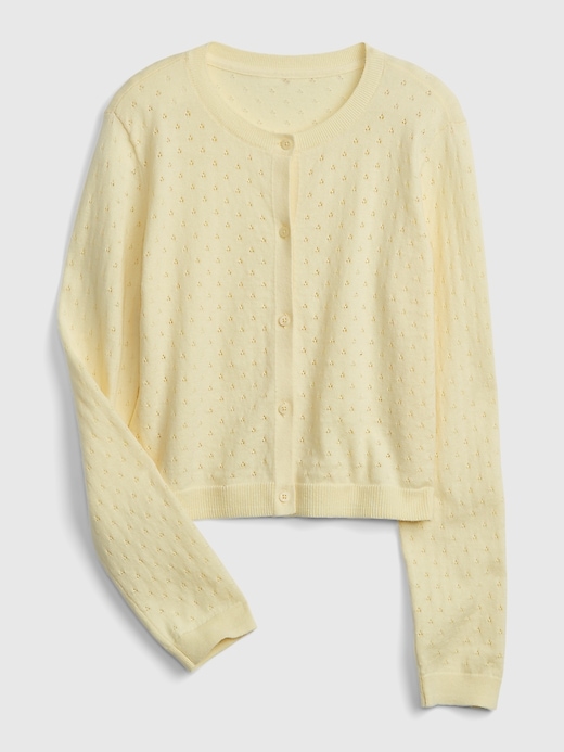 1 of 8 showing, with the color yellow glow of product Kids Pointelle Cardigan