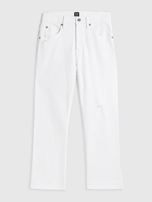 1 of 8 showing, with the color dove white of product High Rise Ankle Flare Jeans