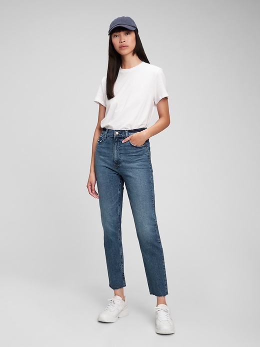 1 of 8 showing, with the color medium wash of product Sky High Rise Cheeky Straight Jeans with Washwell