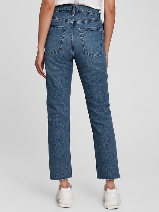 2 of 8 showing, with the color medium wash of product Sky High Rise Cheeky Straight Jeans with Washwell