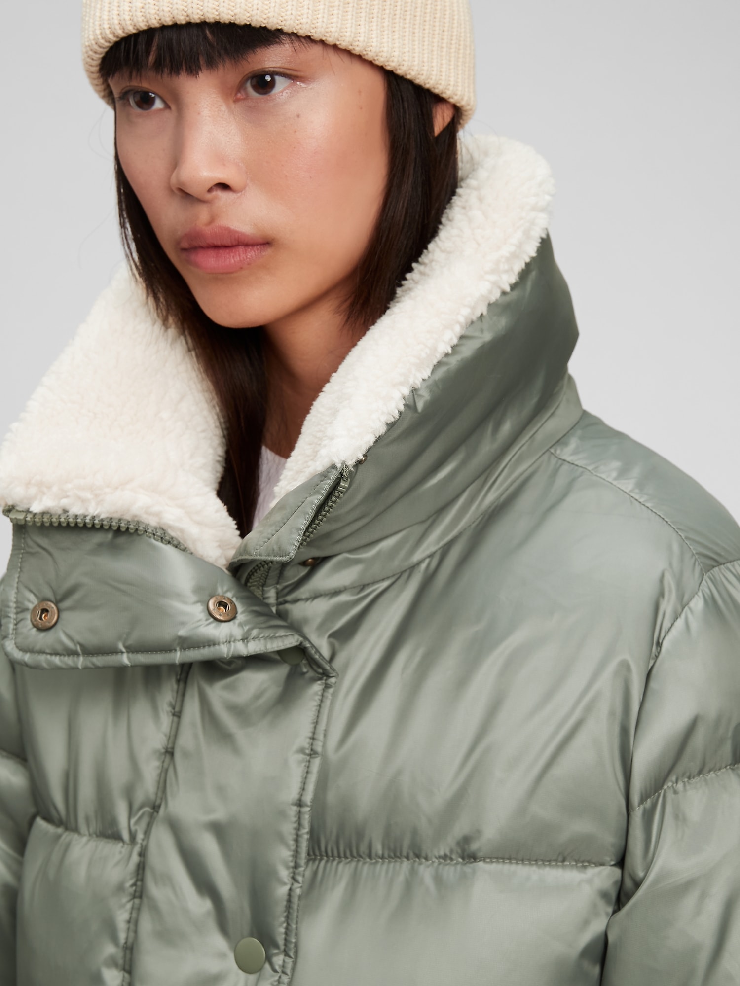 Heavyweight 100 Recycled Oversized Sherpa Puffer Jacket Gap