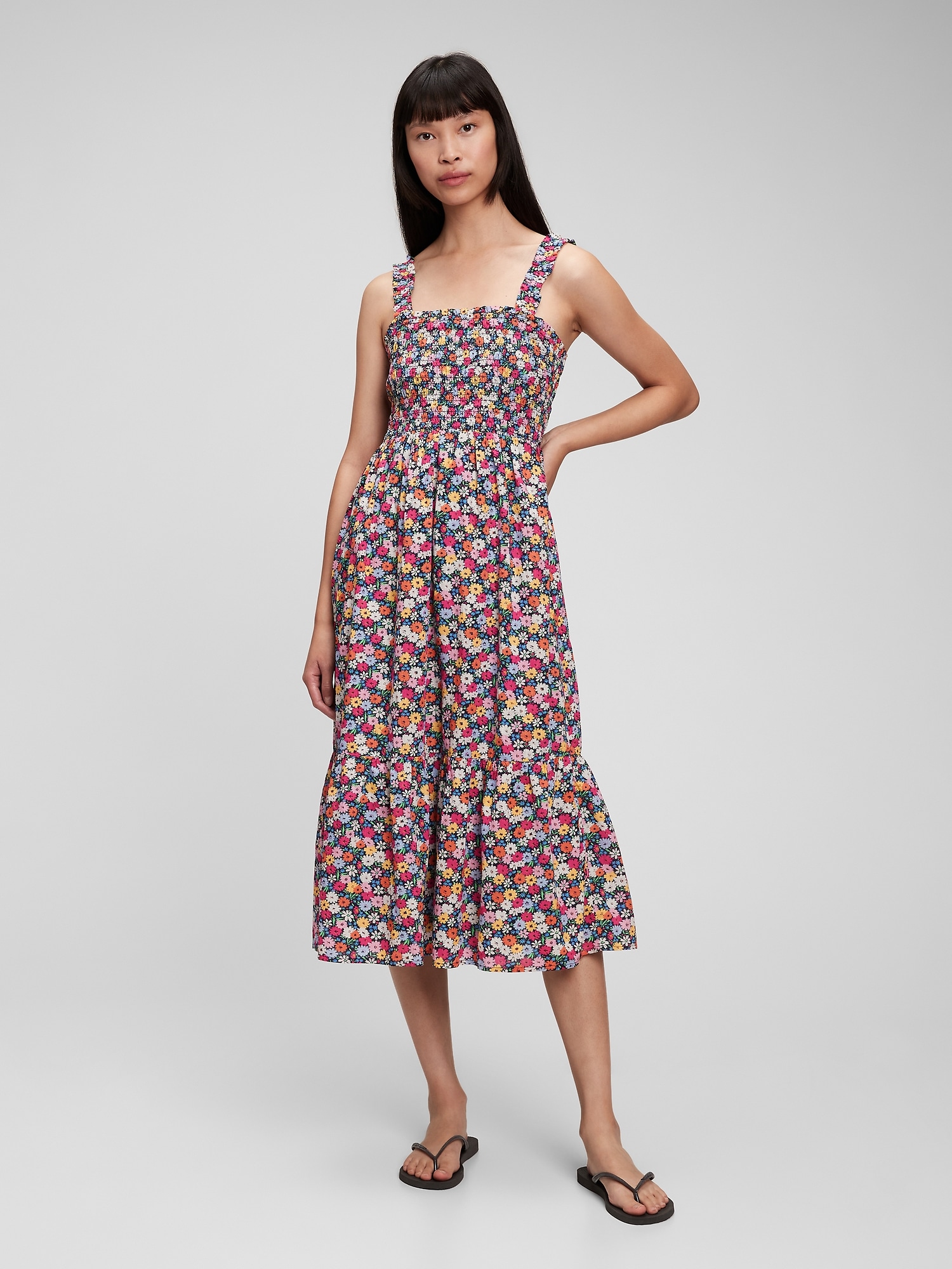 Smocked Floral Midi Dress | Gap