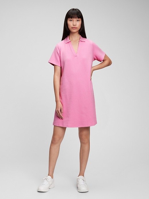 1 of 8 showing, with the color sugar pink of product V-Neck Polo Dress