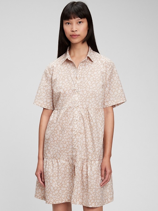 View large product image 1 of 1. Tiered Mini Shirtdress
