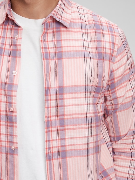 Image number 3 showing, Plaid Shirt in Linen-Cotton