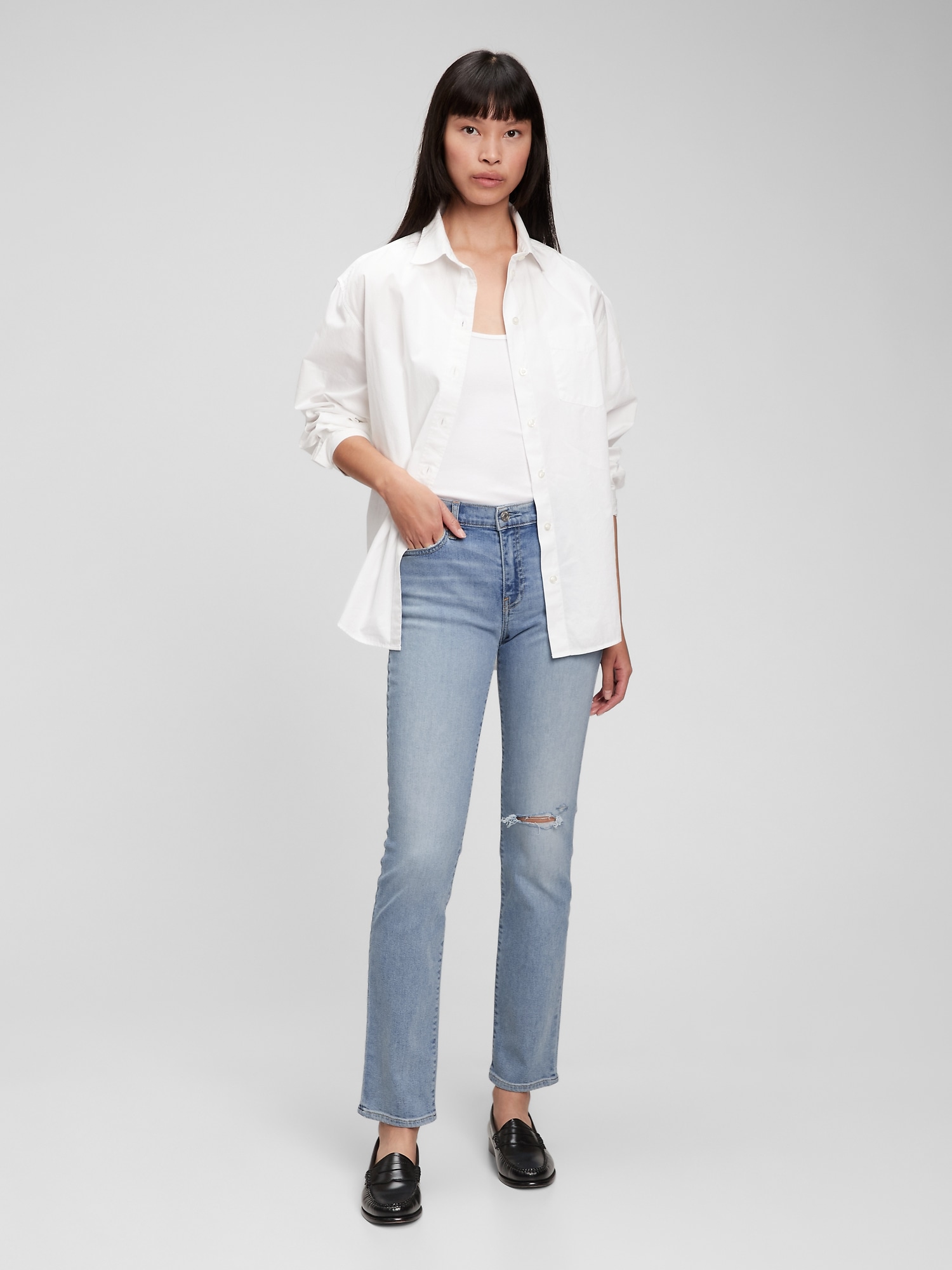 Mid Rise Classic Straight Jeans with 