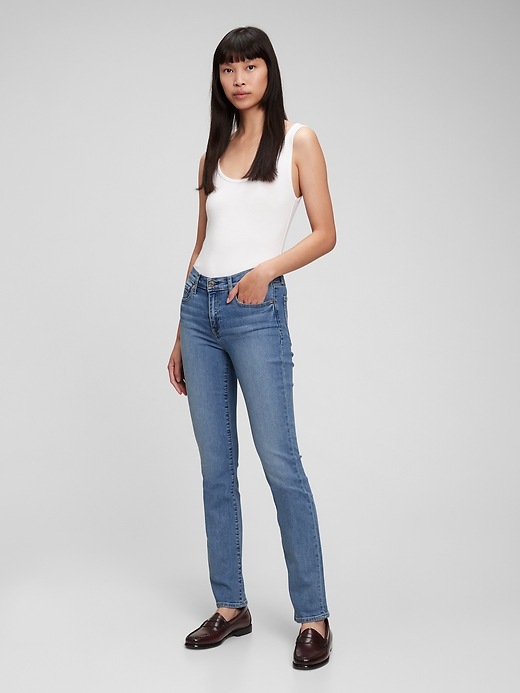 Image number 1 showing, Mid Rise Classic Straight Jeans with Washwell