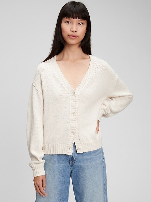 Image number 3 showing, Cotton-Linen Button-Front Cardigan