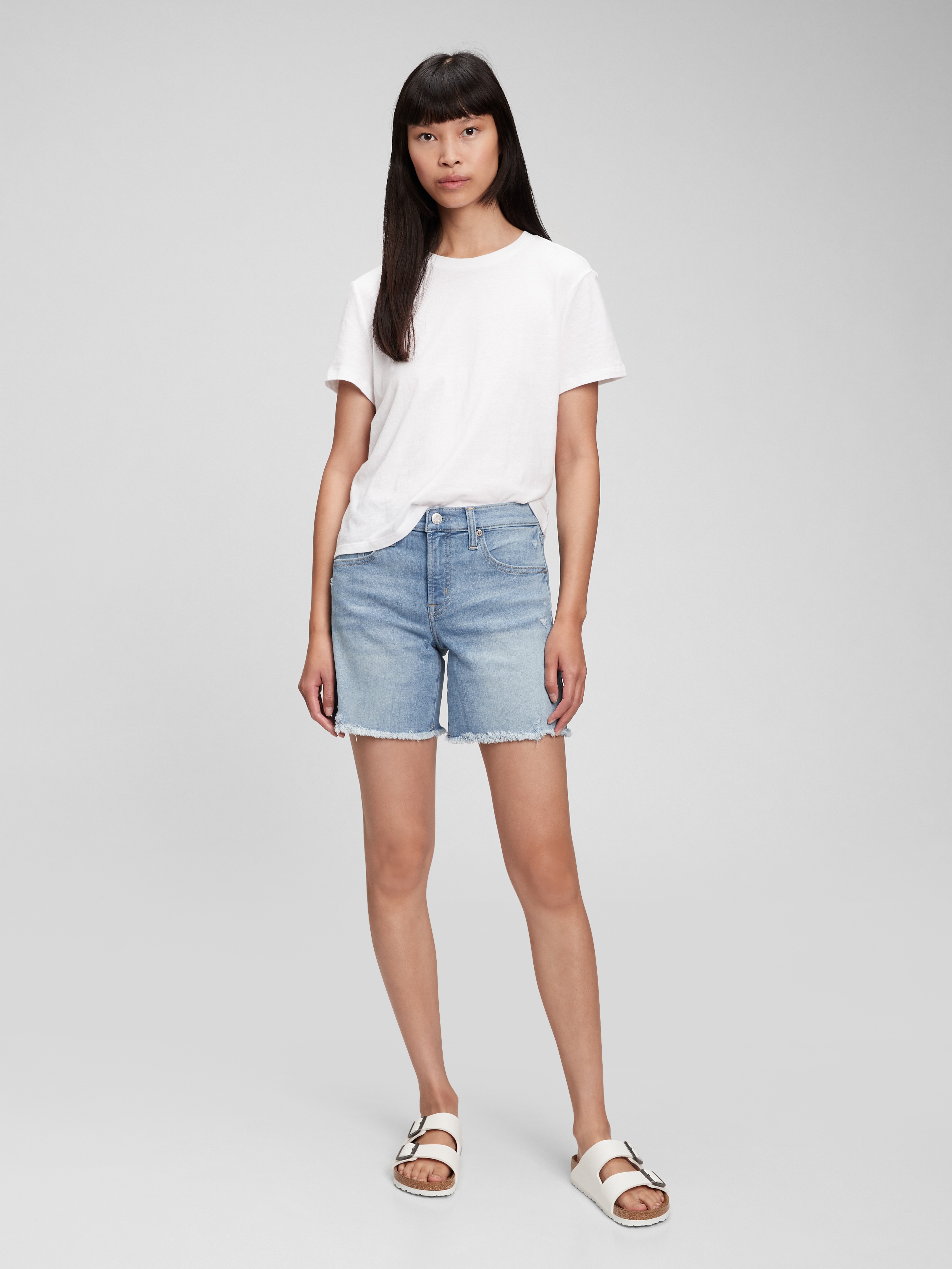 Mid Rise Denim Shorts with Washwell | Gap