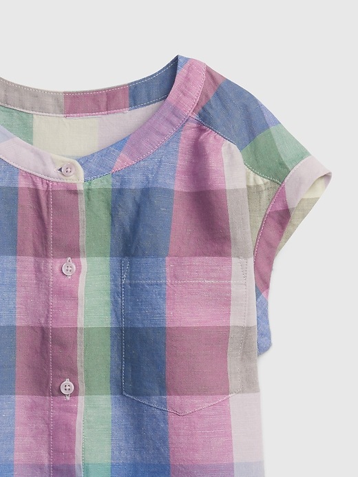 2 of 8 showing, with the color multi plaid of product Kids Plaid Button-Front Top
