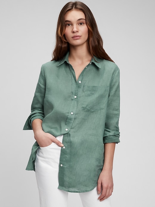 View large product image 1 of 1. Linen Boyfriend Shirt