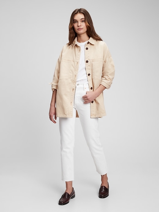 Image number 1 showing, Oversized Khaki Shirt Jacket with Washwell