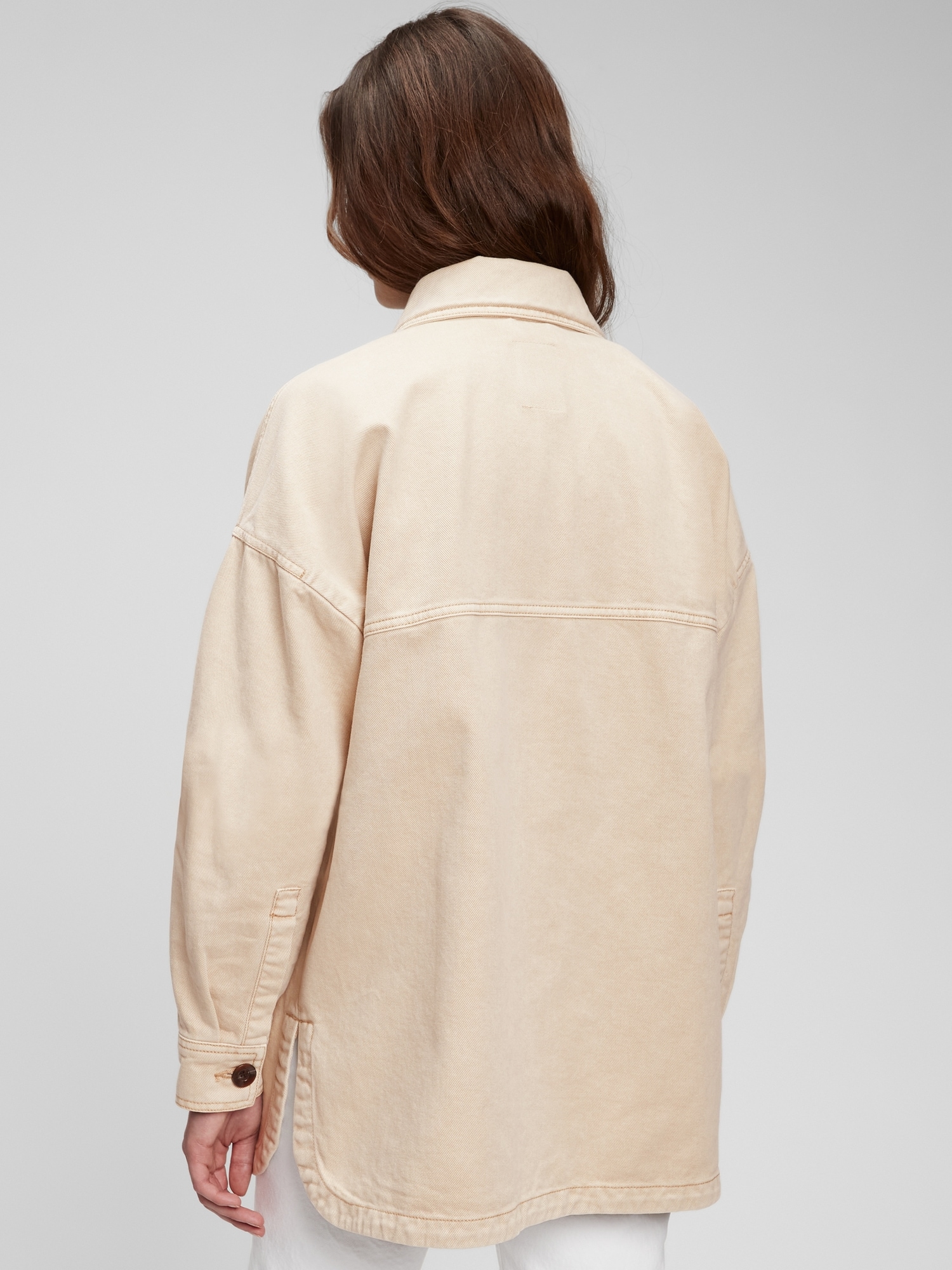 Oversized Khaki Shirt Jacket with Washwell Gap