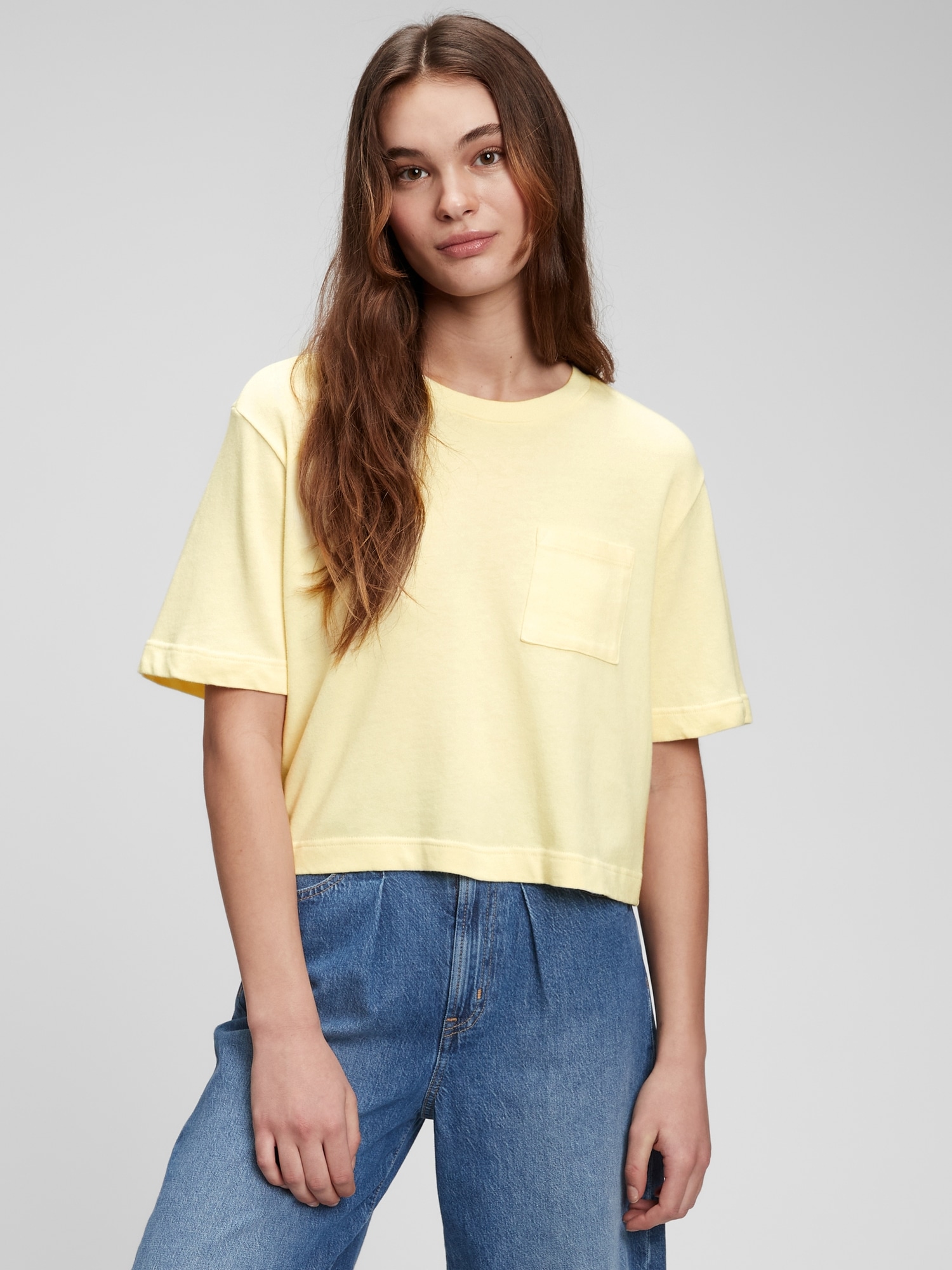 Gap Women's 90s Reissue Cropped T-Shirt (various size in Yellow Glow)