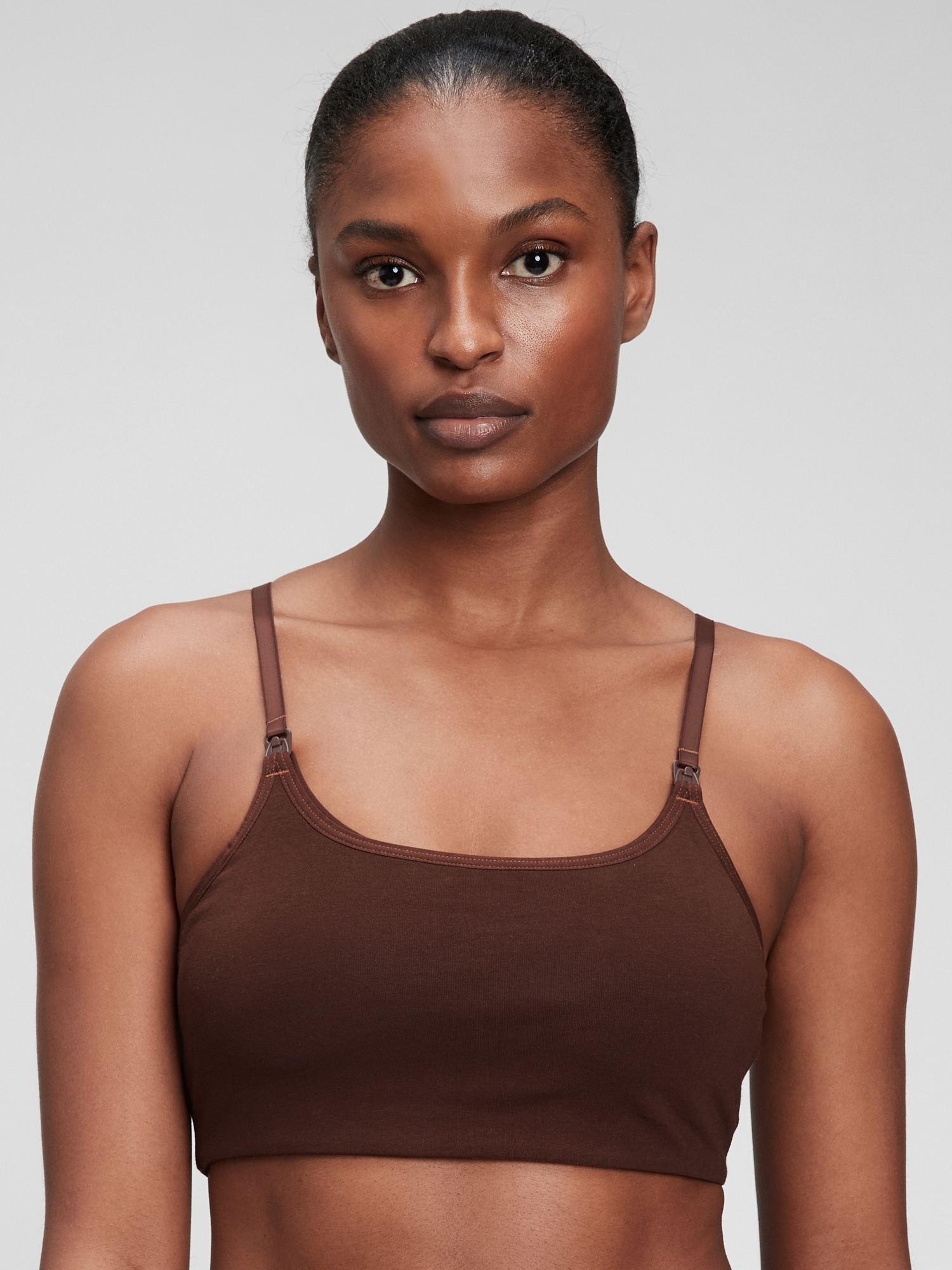 Gap Maternity Organic Cotton Nursing Pumping Bra In Espresso