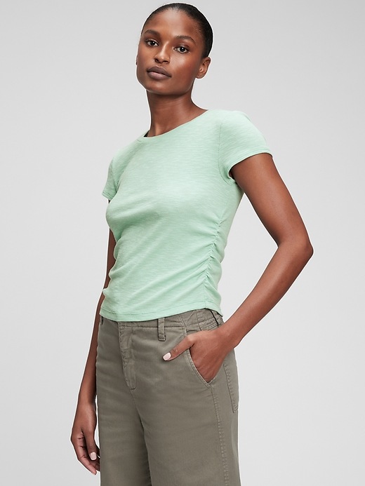 Image number 1 showing, Ruched Cropped T-Shirt
