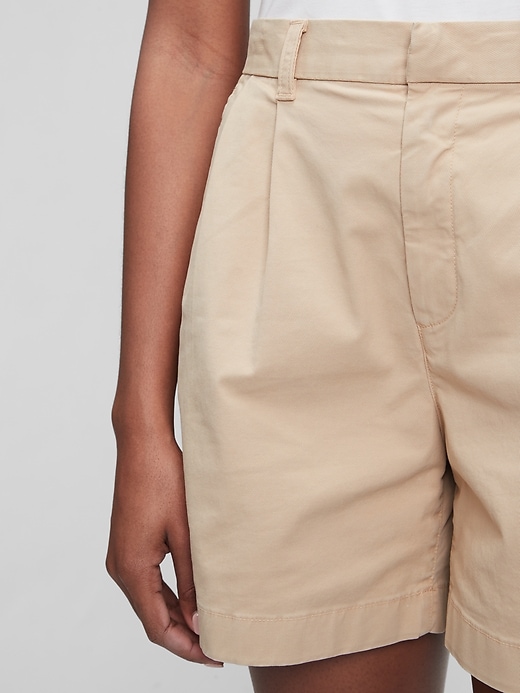 Image number 3 showing, High Rise Pleated Khaki Shorts with Washwell