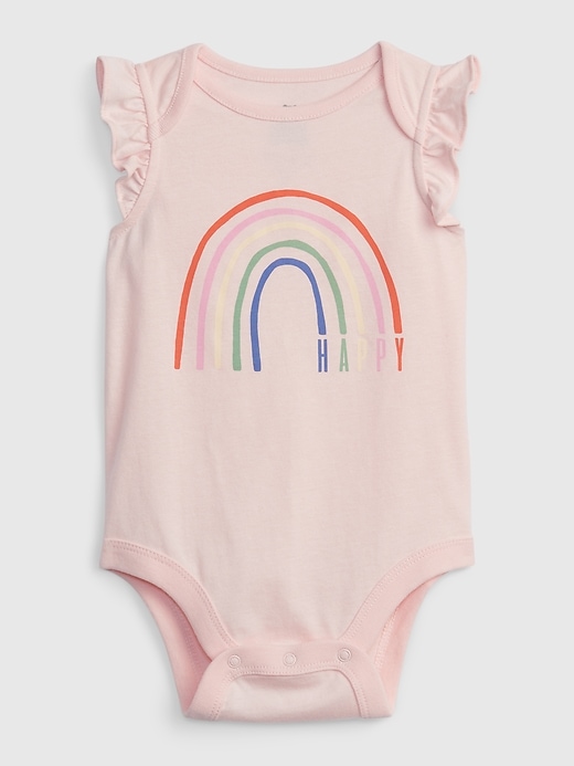 1 of 8 showing, with the color RAINBOW of product Baby Organic Cotton Mix and Match Flutter Bodysuit