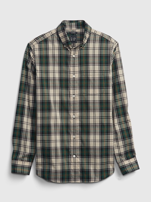 1 of 8 showing, with the color GREEN PLAID of product Performance Poplin Shirt