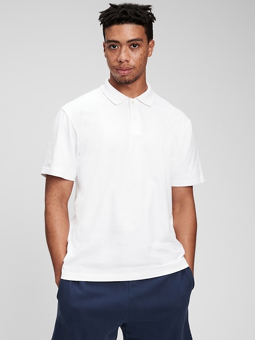 1 of 8 showing, with the color optic white of product Organic Cotton Polo Shirt