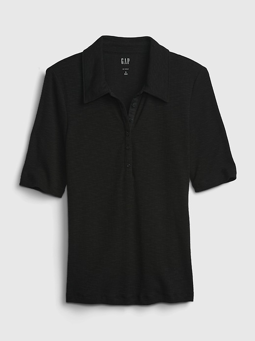 Image number 6 showing, Ribbed Henley Polo T-Shirt