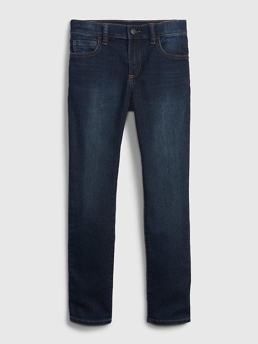 1 of 8 showing, with the color dark wash of product Kids Slim Jeans