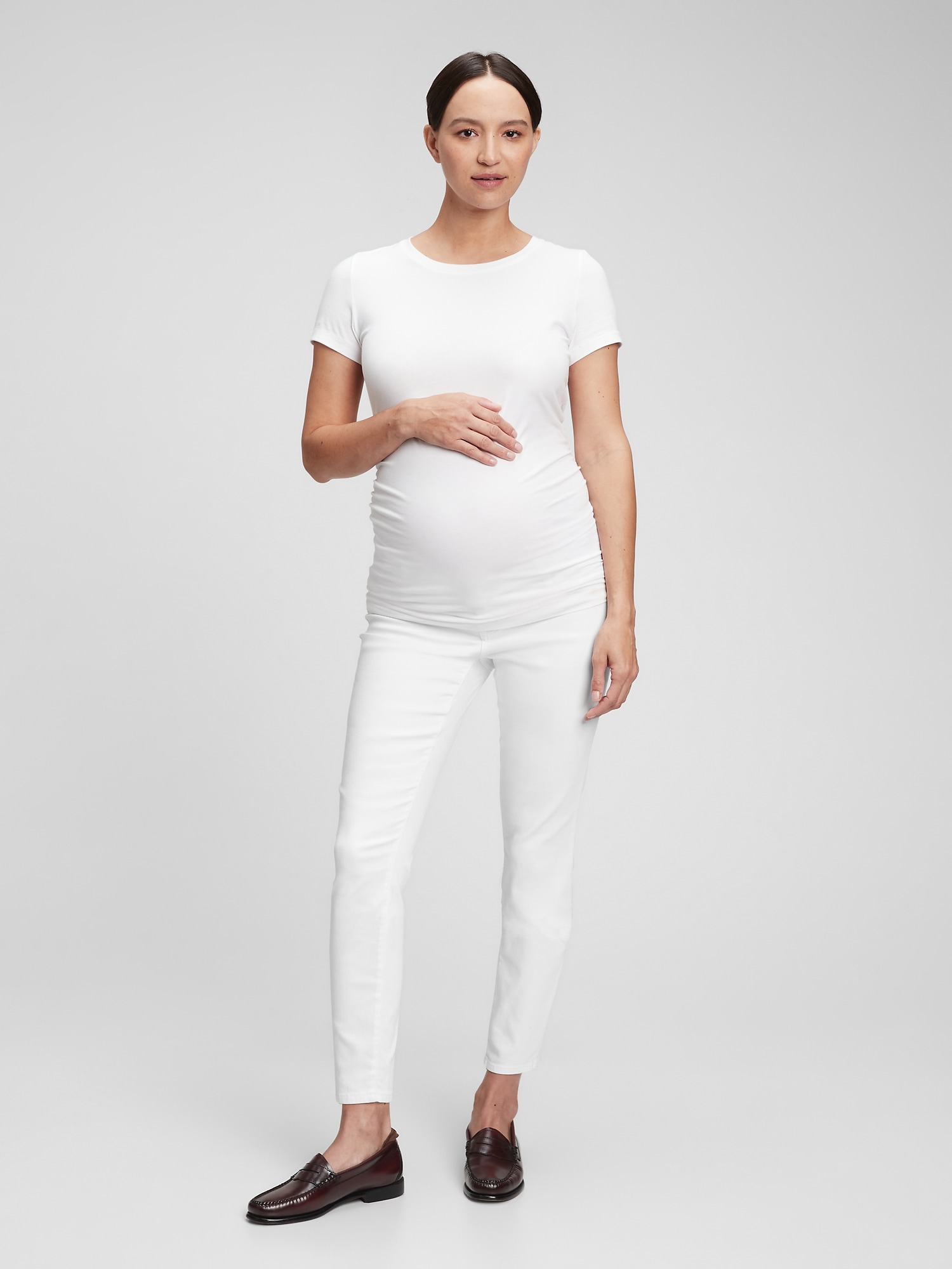 Gap Maternity Inset Panel Skinny Jeans With Washwell In White