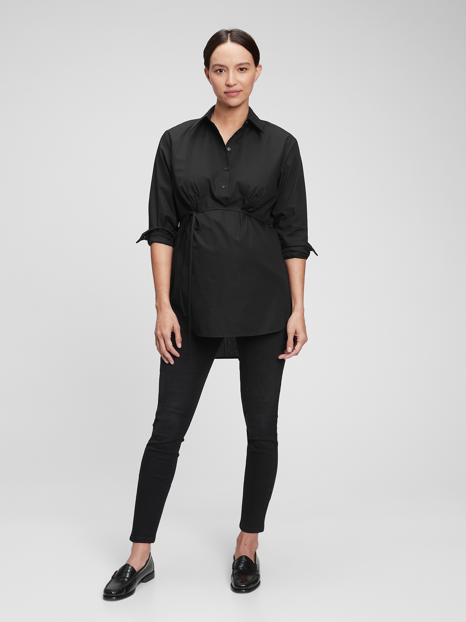 Gap Maternity Popover Shirt In Black