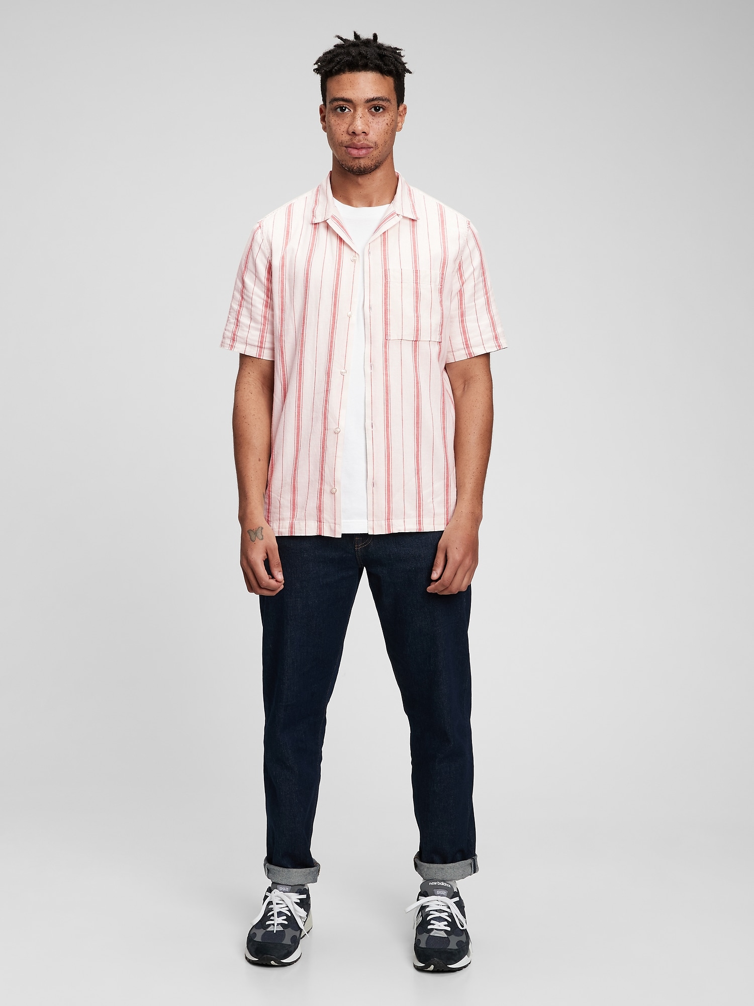 Gap Vacay Shirt In Linen-cotton In Modern Red Stripe
