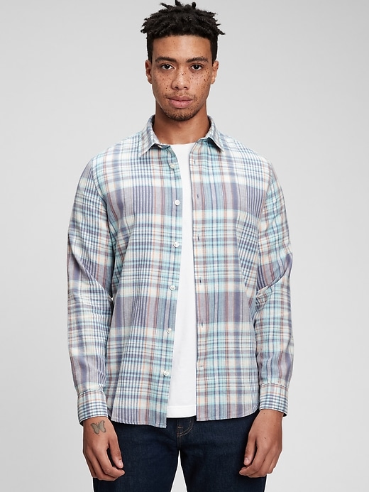 Image number 6 showing, Plaid Shirt in Linen-Cotton