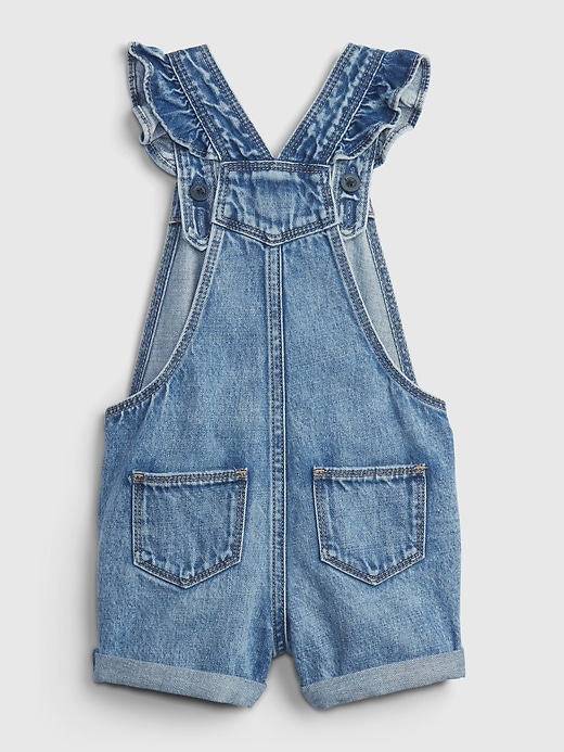 Image number 2 showing, Toddler Ruffle Denim Shortalls with Washwell