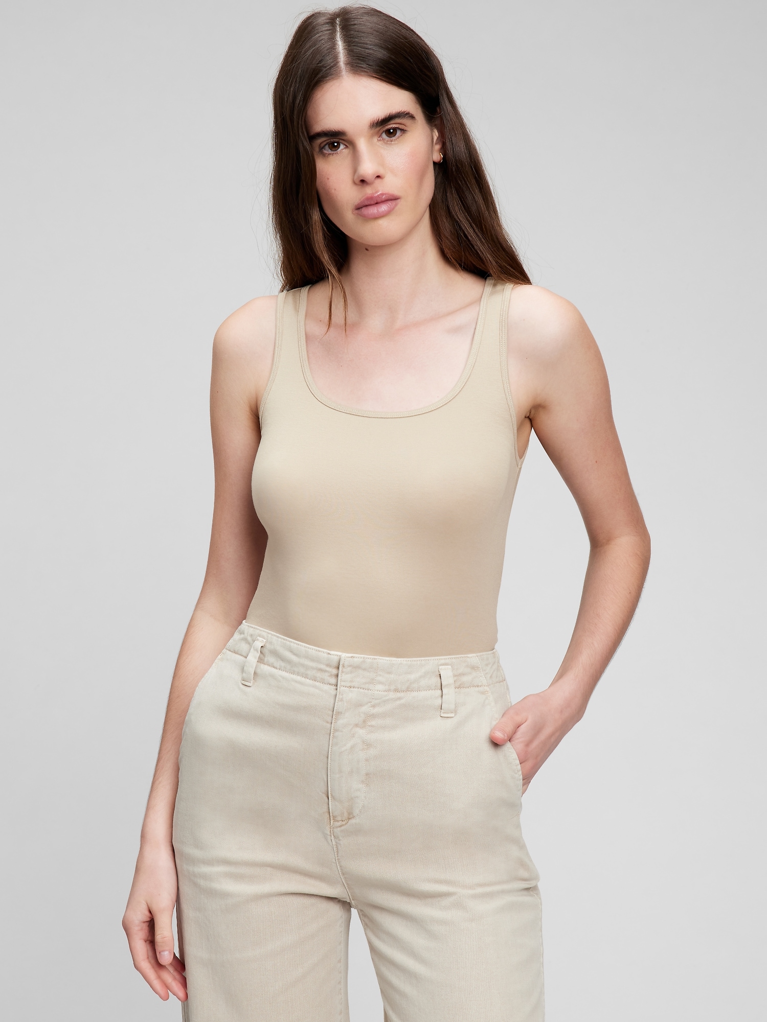Gap Modern Tank Top In Wicker Beige