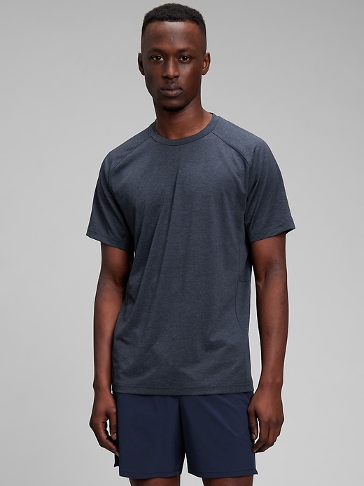 1 of 8 showing, with the color navy blue heather of product GapFit Train T-Shirt
