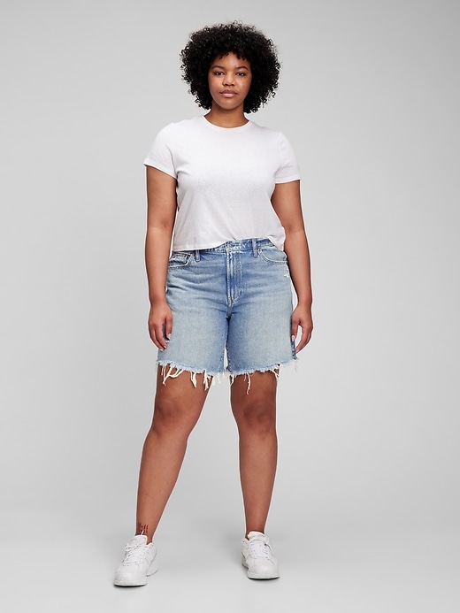 Image number 4 showing, Mid Rise Loose Denim Bermuda Shorts with Washwell
