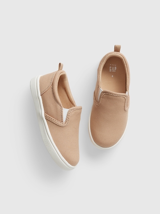 1 of 8 showing, with the color khaki beige of product Toddler Khaki Slip-On Sneakers