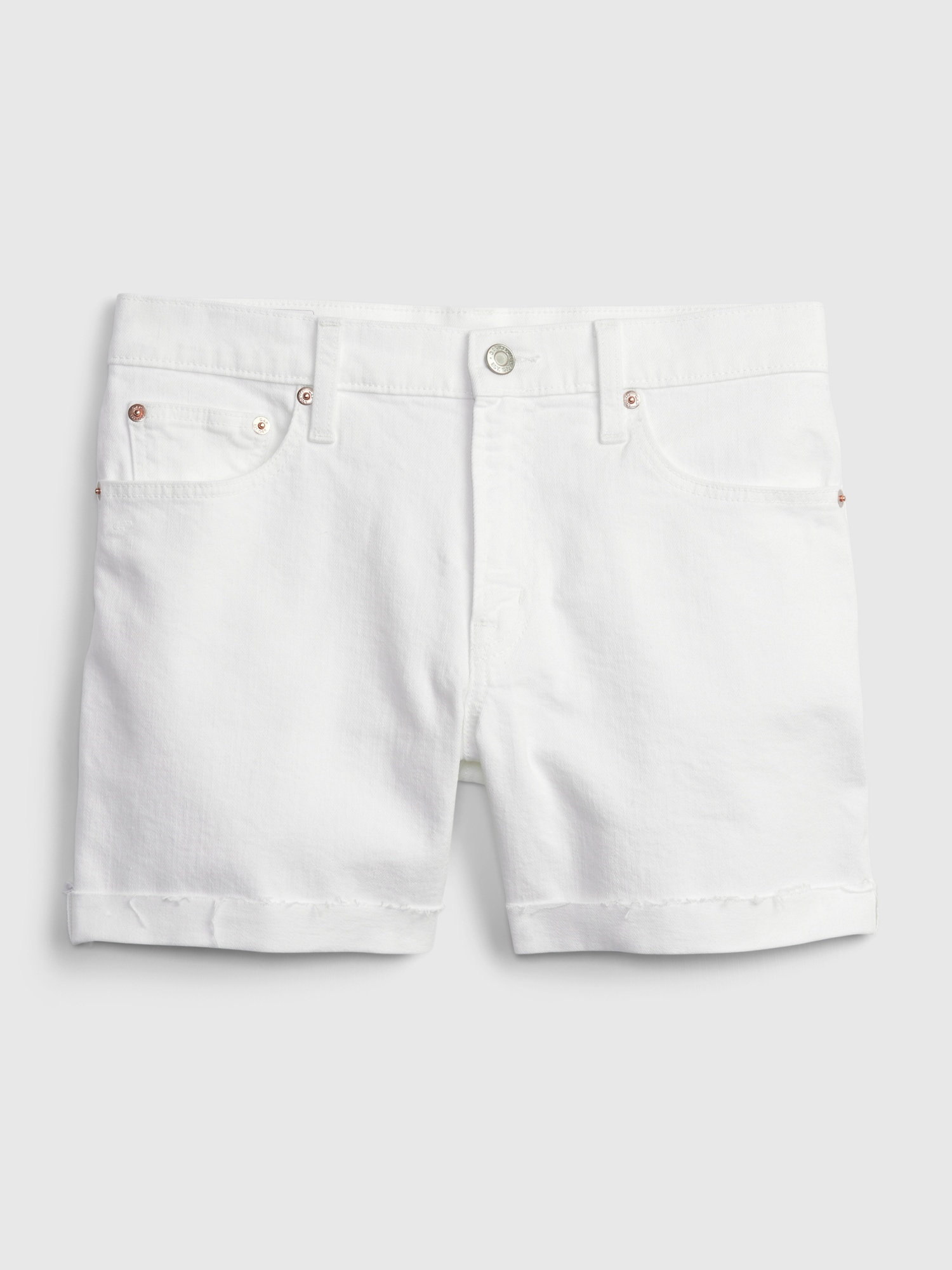Mid rise white denim shorts on sale
