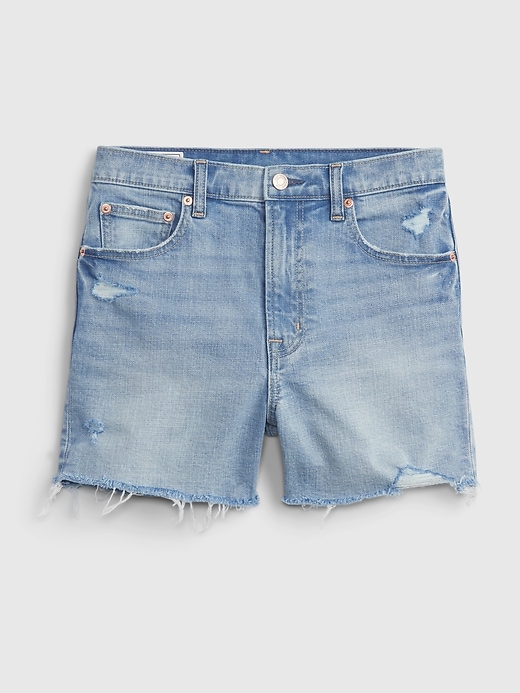 Image number 6 showing, 4" High Rise Denim Shorts with Washwell