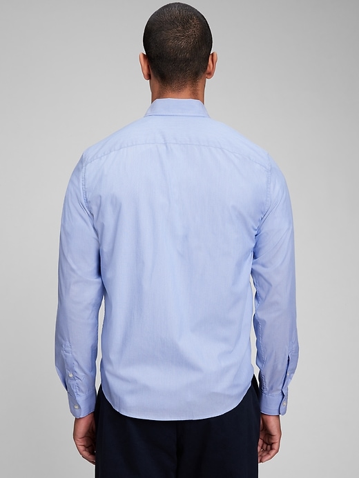 2 of 8 showing, with the color light blue of product All-Day Poplin Shirt in Untucked Fit