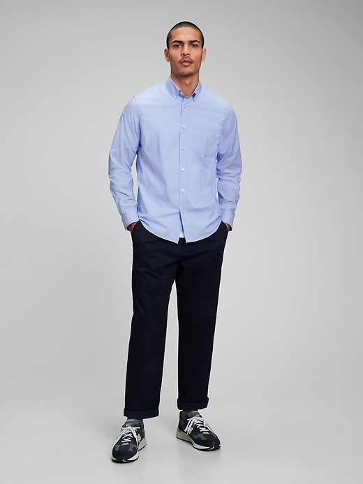 Gap Men's Untucked Fit All-Day Poplin Shirt (Light Blue)