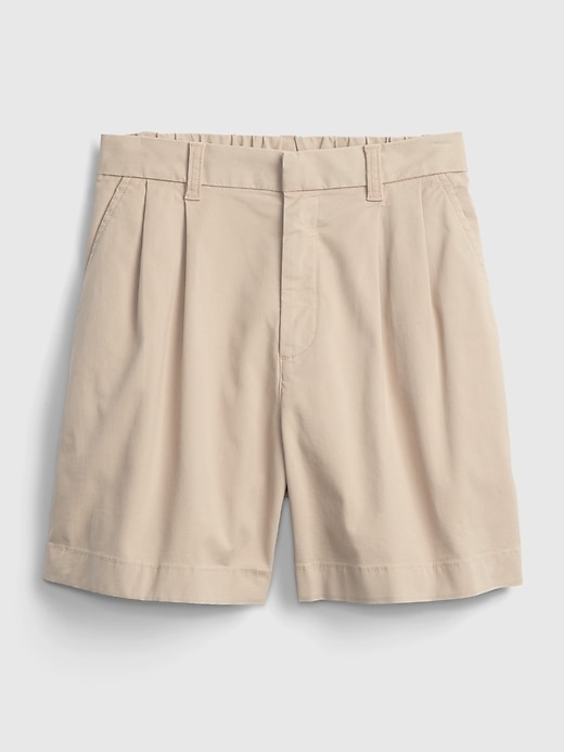 High Rise Pleated Khaki Shorts with Washwell Gap