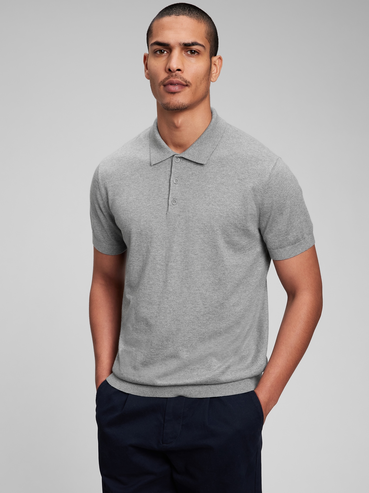 gray polo sweater