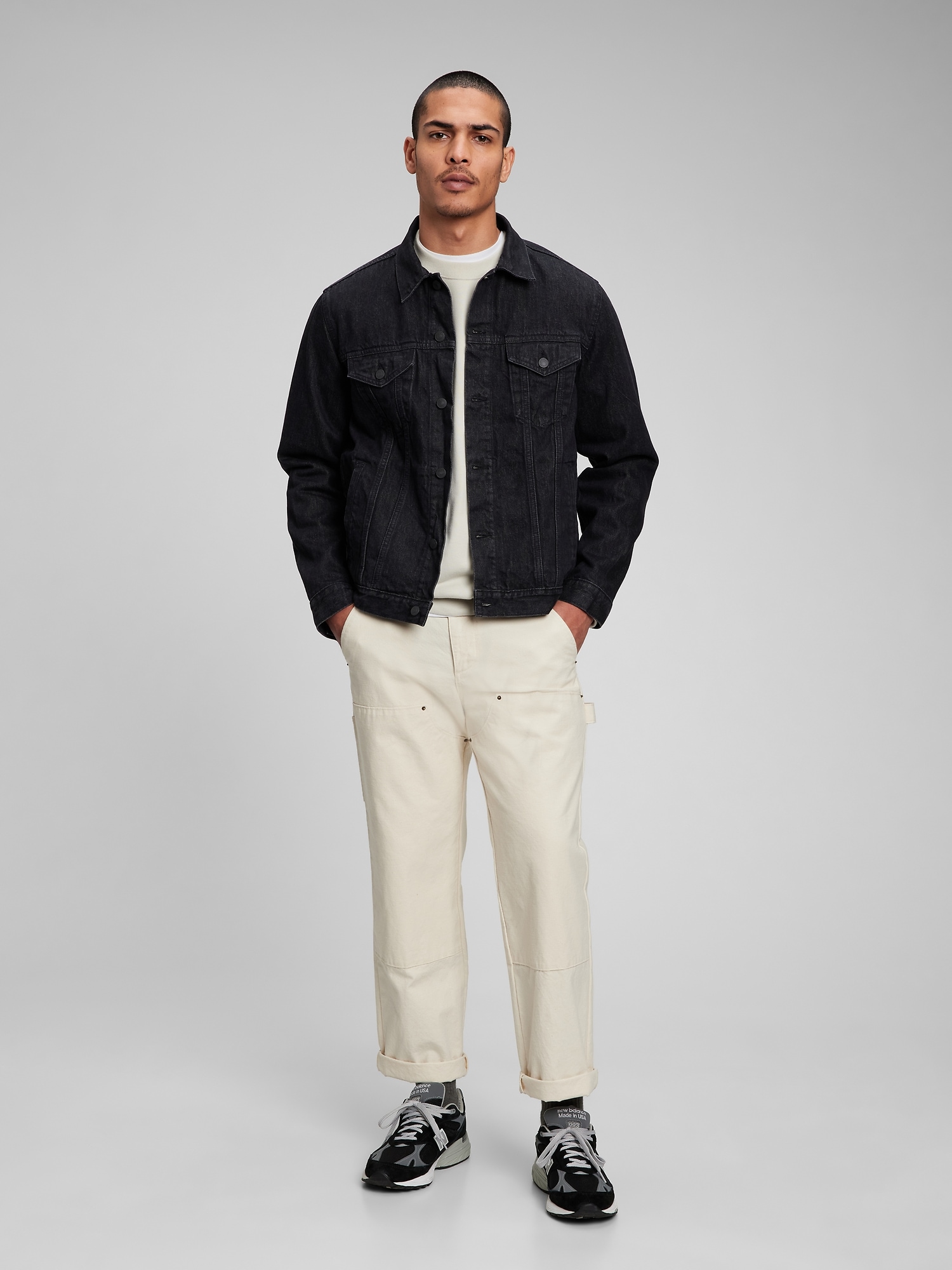 Gap Classic Icon Jacket With Washwell In Washed Black