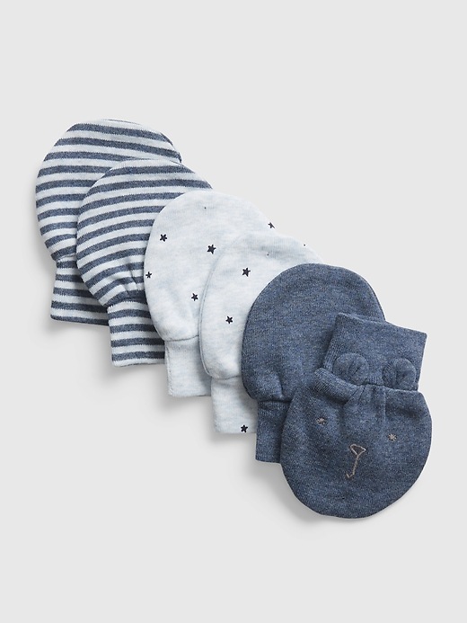 1 of 8 showing, with the color blue heather of product Baby 100% Organic Cotton First Favorite Mittens (3-Pack)