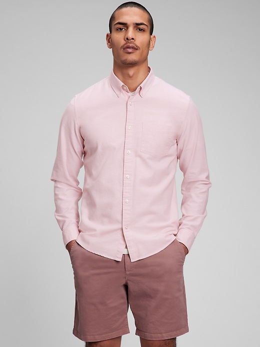 1 of 8 showing, with the color classic pink of product Classic Oxford Shirt in Untucked Fit