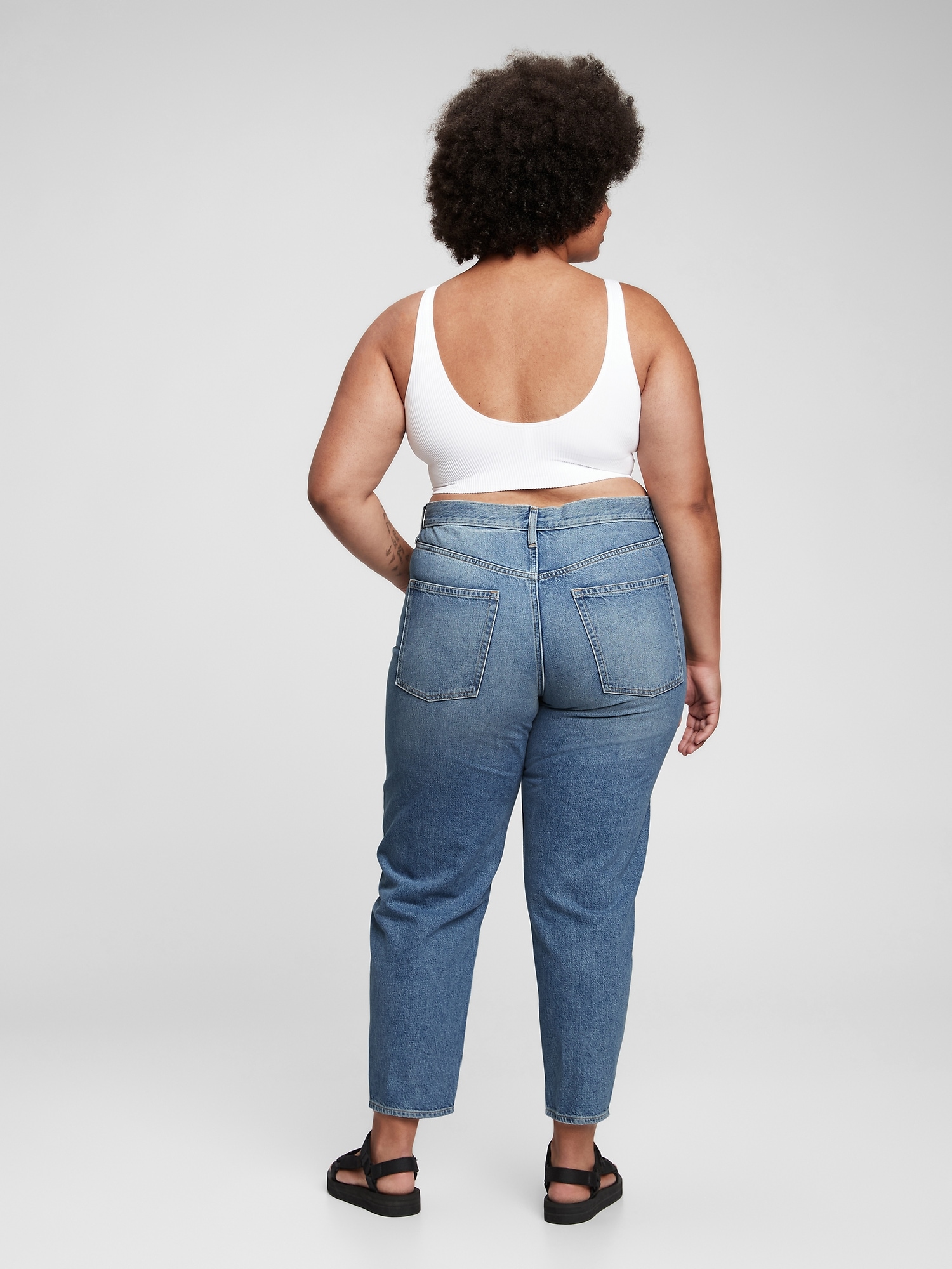High Rise Barrel Jeans with Washwell Gap